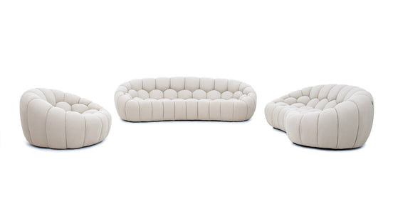 Yolonda - Modern Curved Beige Fabric Chair