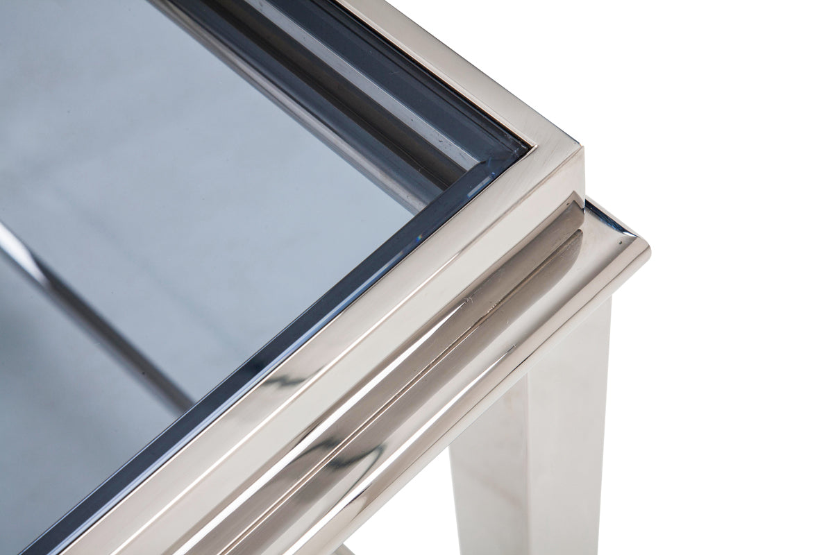 Agar Modern Glass & Stainless Steel Console Table - image 4