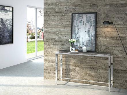 Agar Modern Glass & Stainless Steel Console Table - image 5