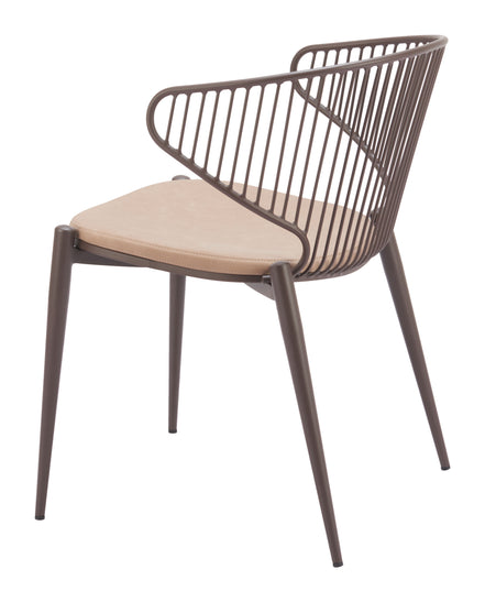 Silues Dining Chair (Set of 2) Taupe & Brown