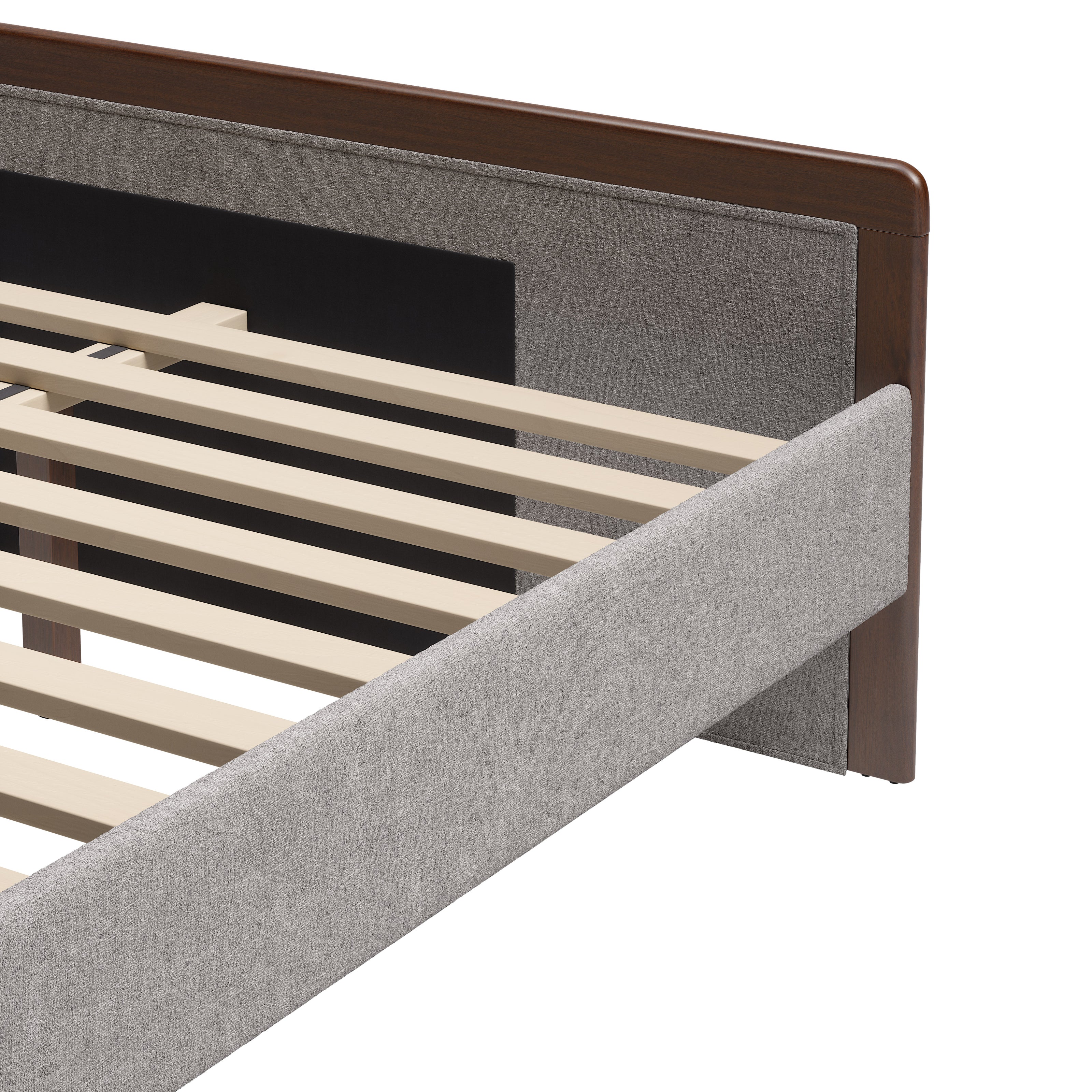 Somune Queen Bed Gray & Walnut