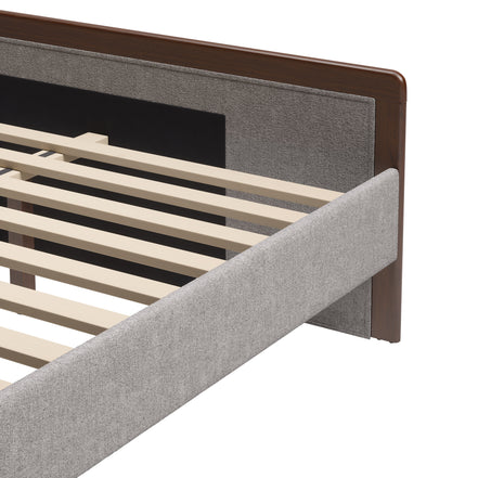 Somune Queen Bed Gray & Walnut