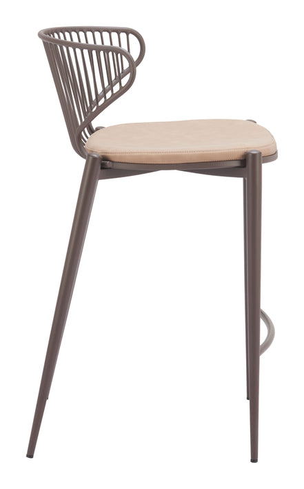 Silues Counter Stool (Set of 2) Taupe & Brown