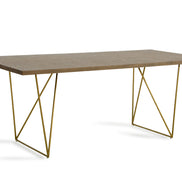 Marcia Mid-Century Tobacco & Antique Brass Dining Table - image 3