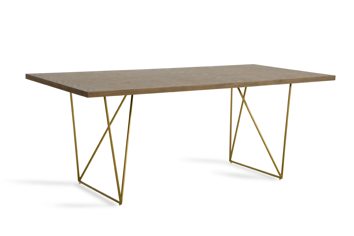 Marcia Mid-Century Tobacco & Antique Brass Dining Table - image 3