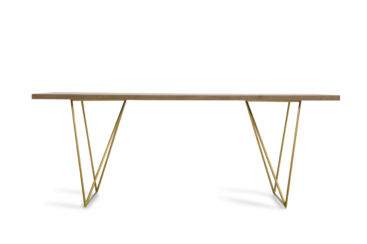 Marcia Mid-Century Tobacco & Antique Brass Dining Table - image 2