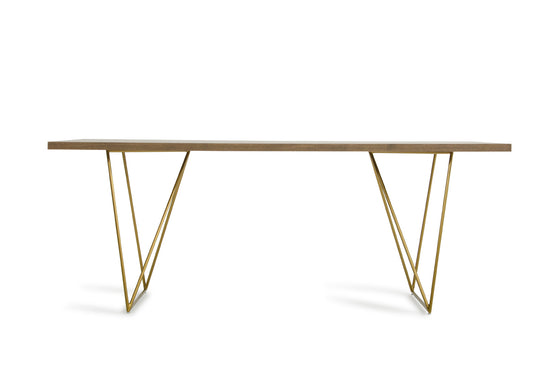 Marcia Mid-Century Tobacco & Antique Brass Dining Table - image 2