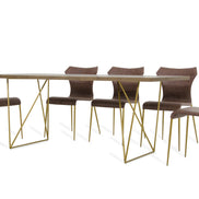 Marcia Mid-Century Tobacco & Antique Brass Dining Table - image 4