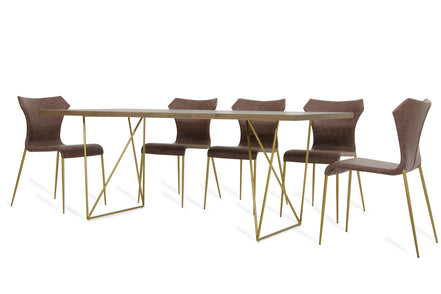 Marcia Mid-Century Tobacco & Antique Brass Dining Table - image 4