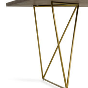 Marcia Mid-Century Tobacco & Antique Brass Dining Table