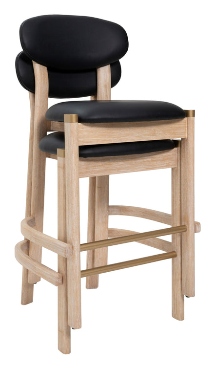 Rilou Barstool (Set of 2) Black & Natural