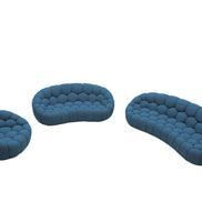 Yolonda - Modern Curved Dark Teal Fabric Sofa Set - image 2