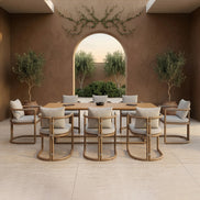 Malta - Outdoor Light Grey + Teak Dining Set - image 5