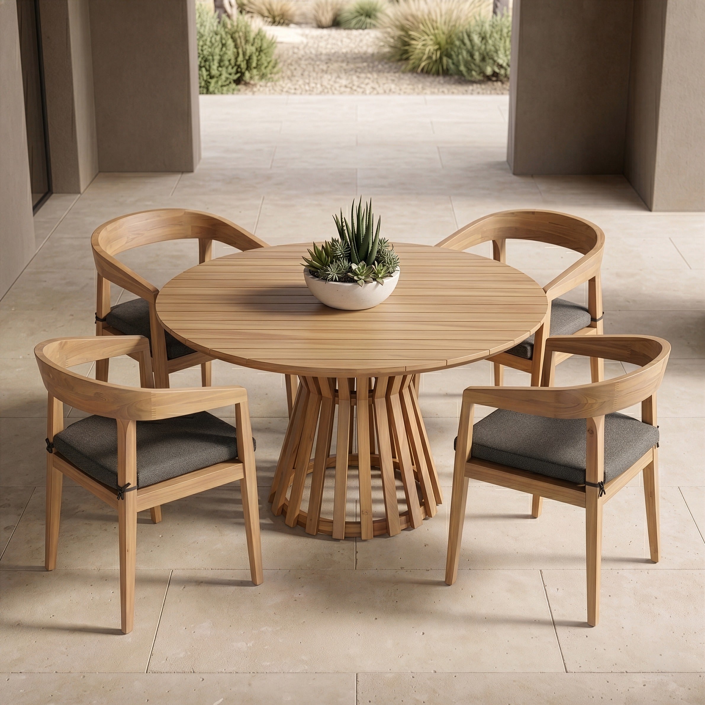 Sintra - Outdoor Eucalyptus Round Dining Table - image 2