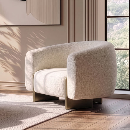 Thrive - Modern Beige Fabric + Antique Brass Accent Chair - image 4
