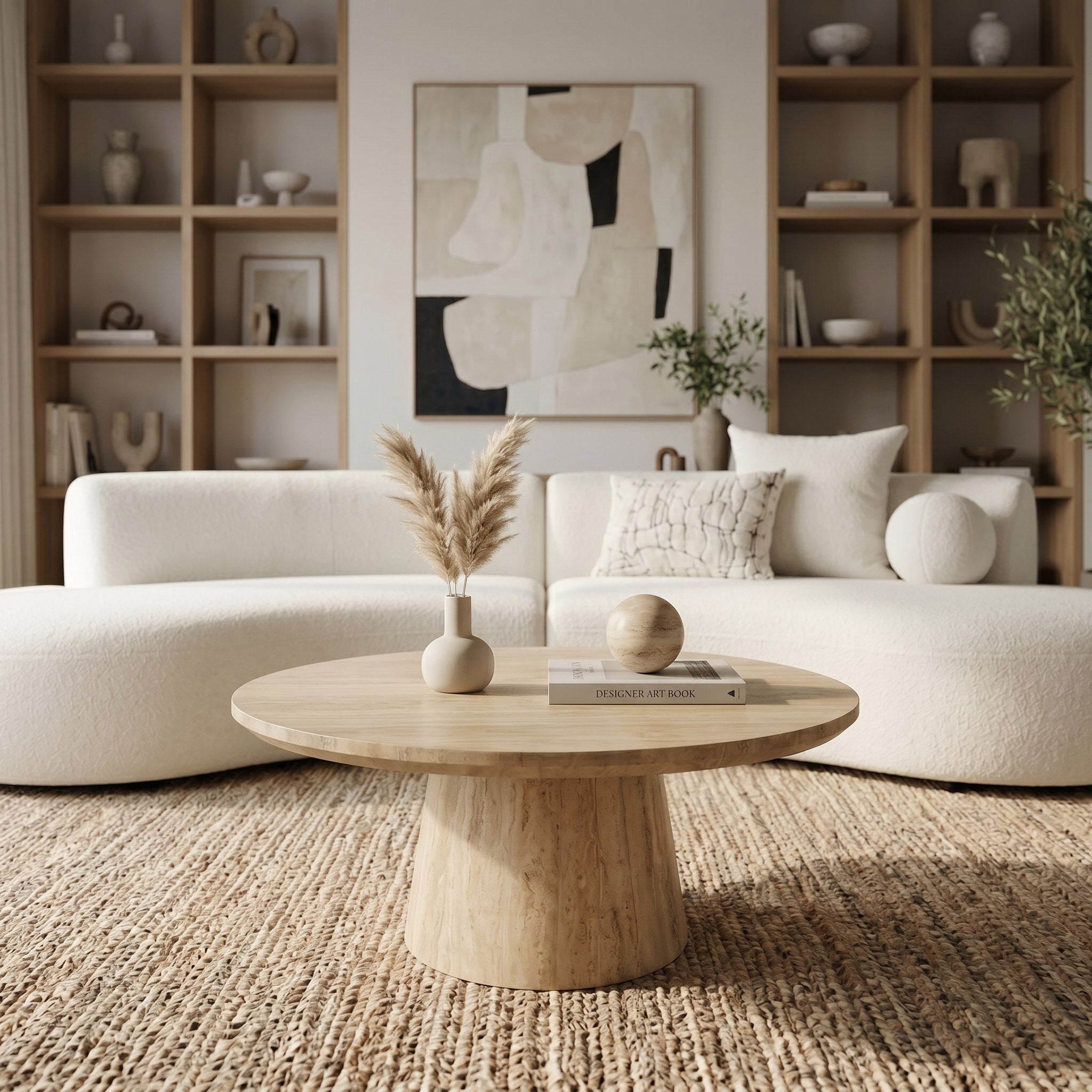 Velma - Modern Travertine Marble Coffee Table - image 3