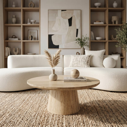 Velma - Modern Travertine Marble Coffee Table - image 3