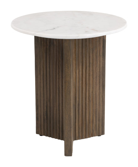 Tailo Side Table White & Brass