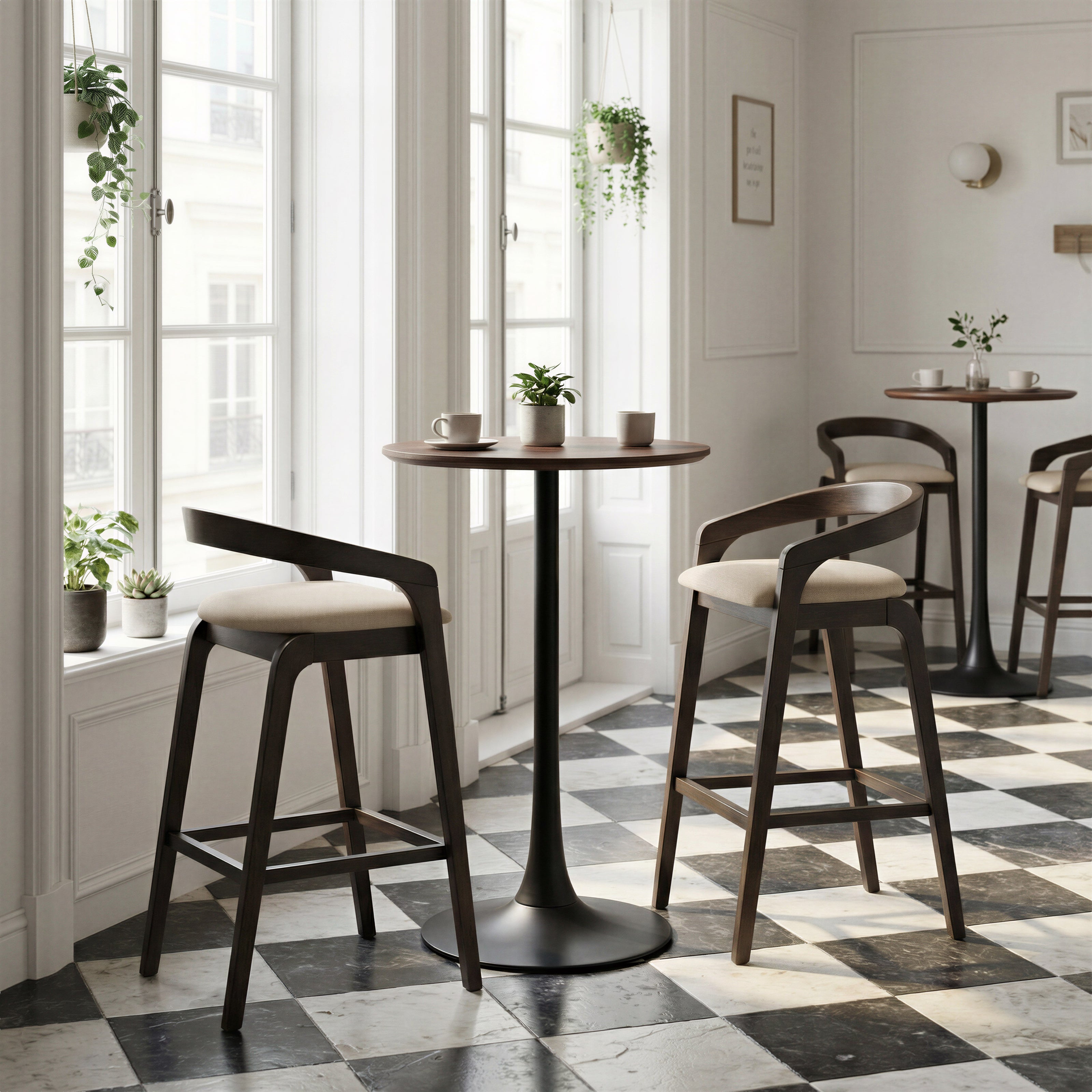 Troy Barstool (Set of 2) Dove Gray & Espresso