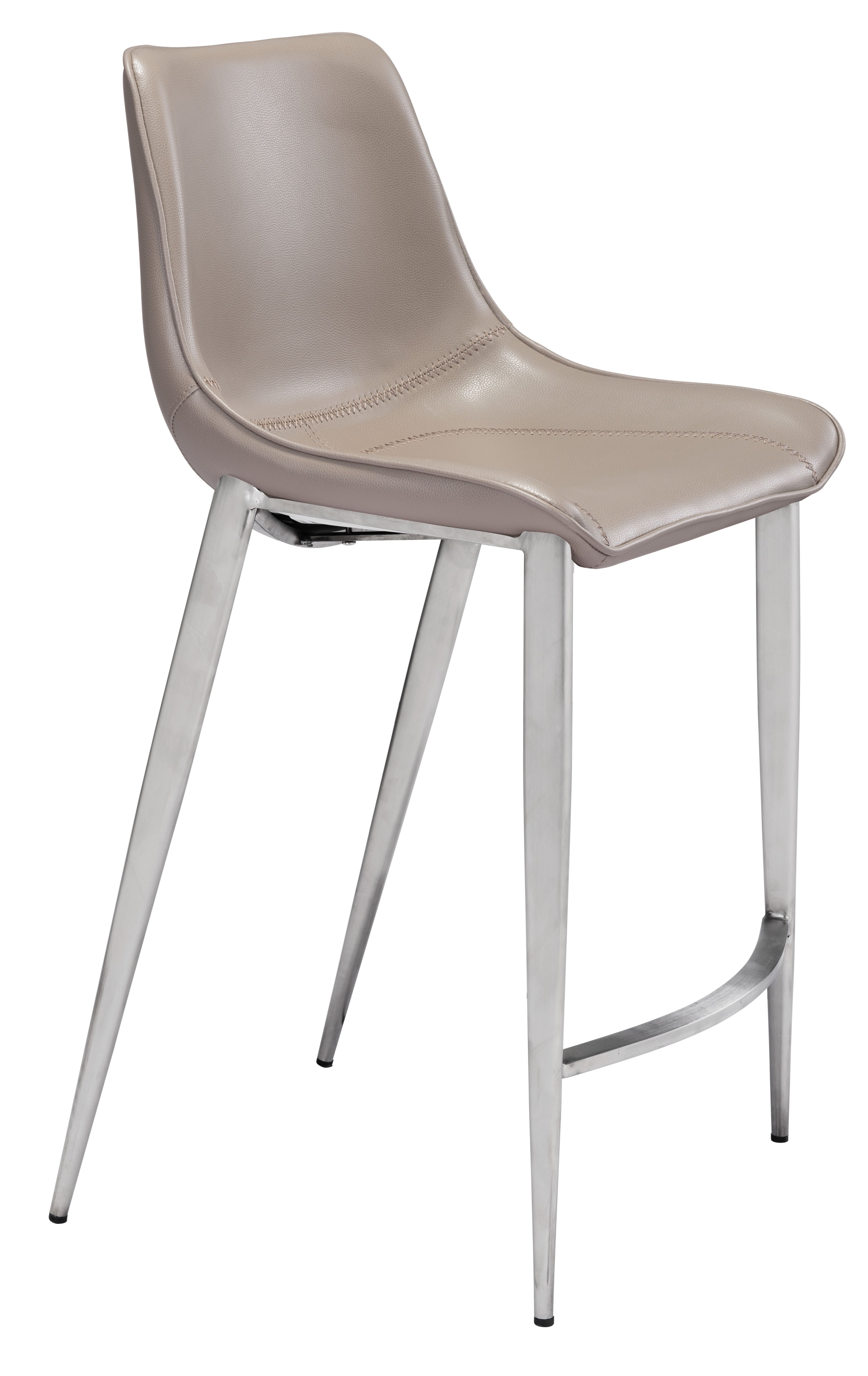 Magnus Counter Stool (Set of 2) Brown & Silver