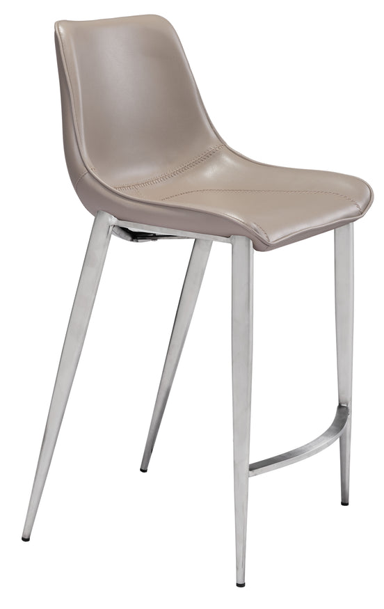 Magnus Counter Stool (Set of 2) Brown & Silver