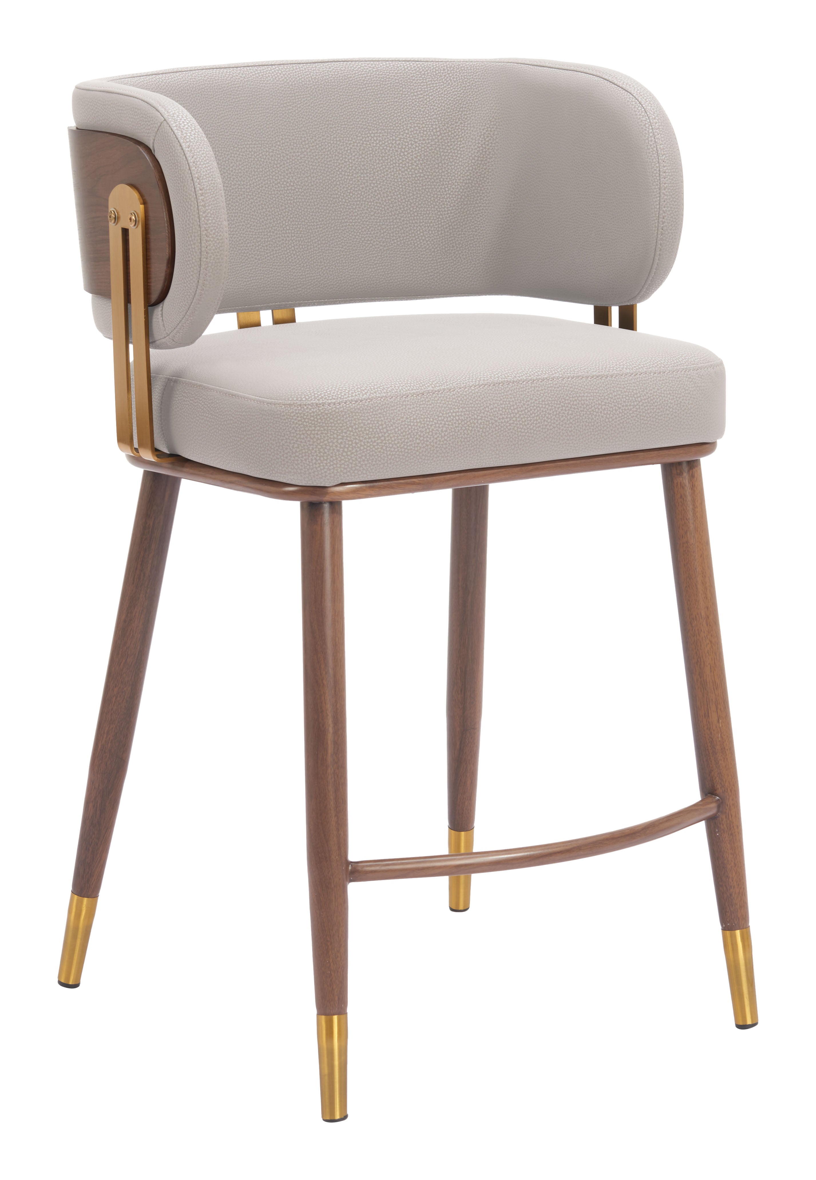 Brew Counter Stool Beige & Walnut