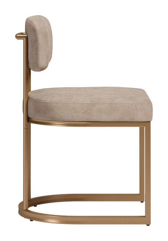 Velar Dining Chair (Set of 2) Beige & Bronze
