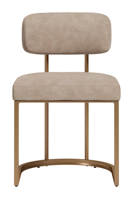 Velar Dining Chair (Set of 2) Beige & Bronze