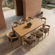 Evora + Sintra - Outdoor Eucalyptus + Grey Olefin 9-Piece Dining Set - image 3
