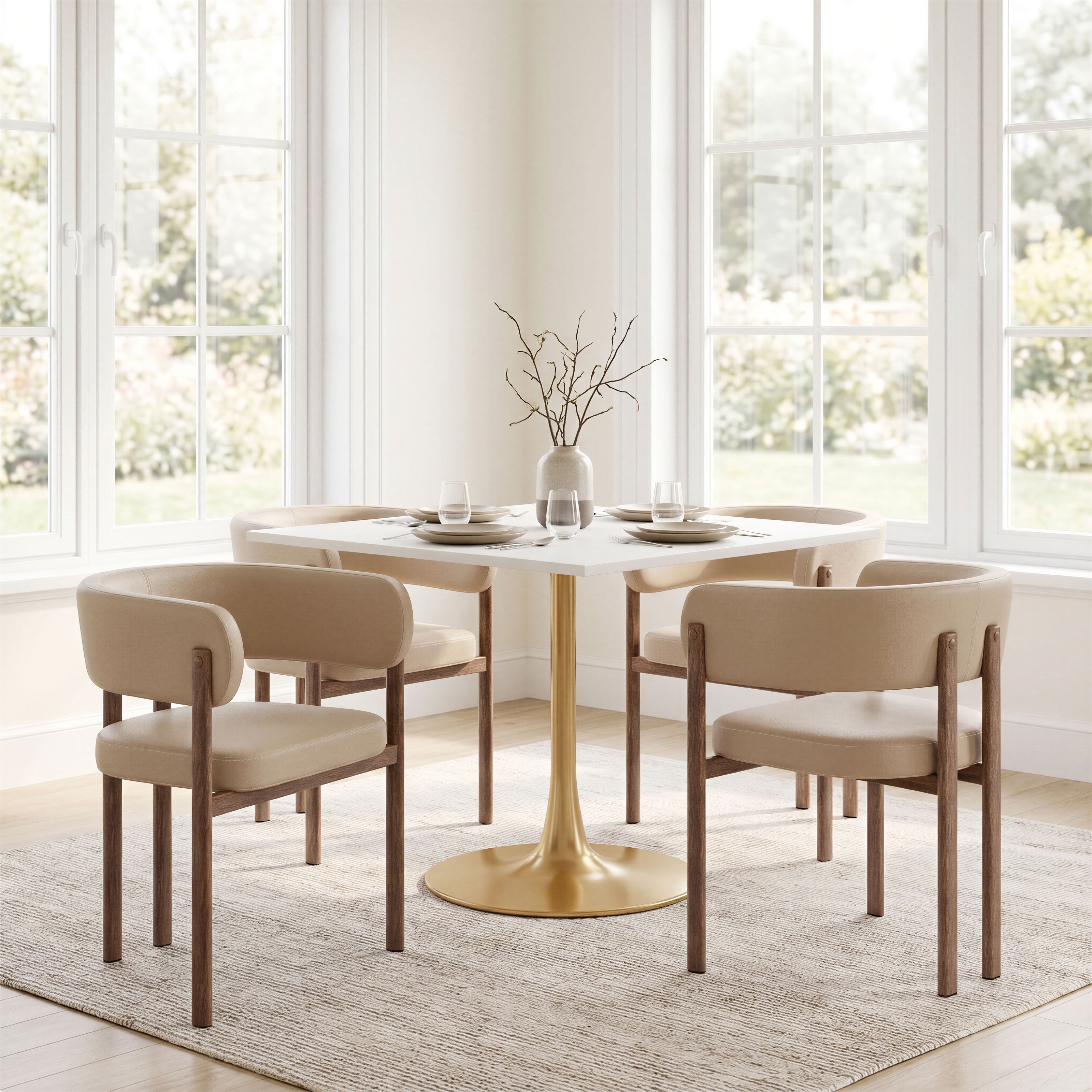 Epas Dining Table White & Gold