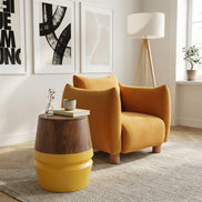 Tornos Side Table Walnut & Yellow
