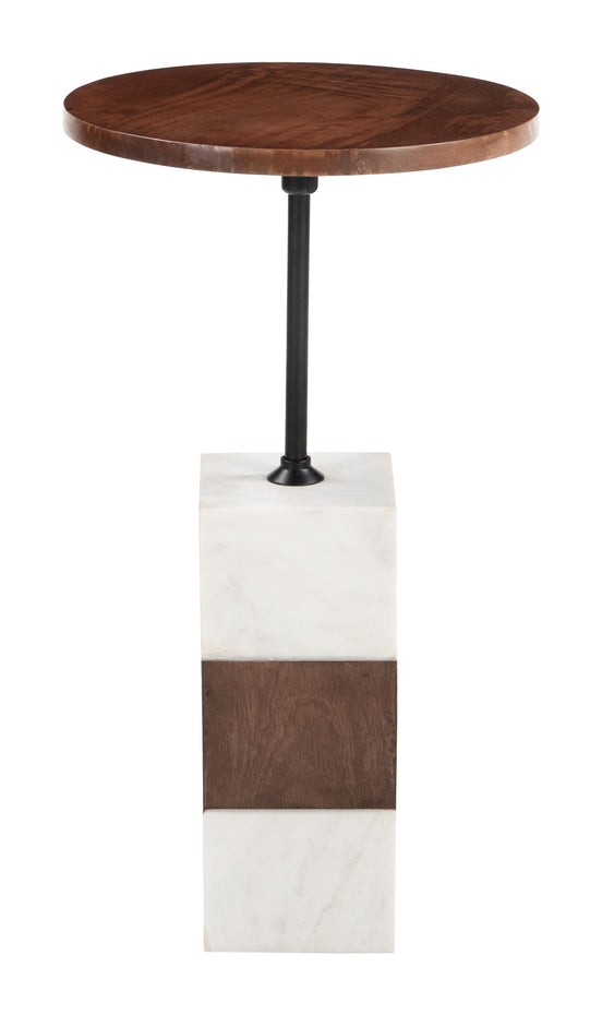 Stuk Side Table Brown & White