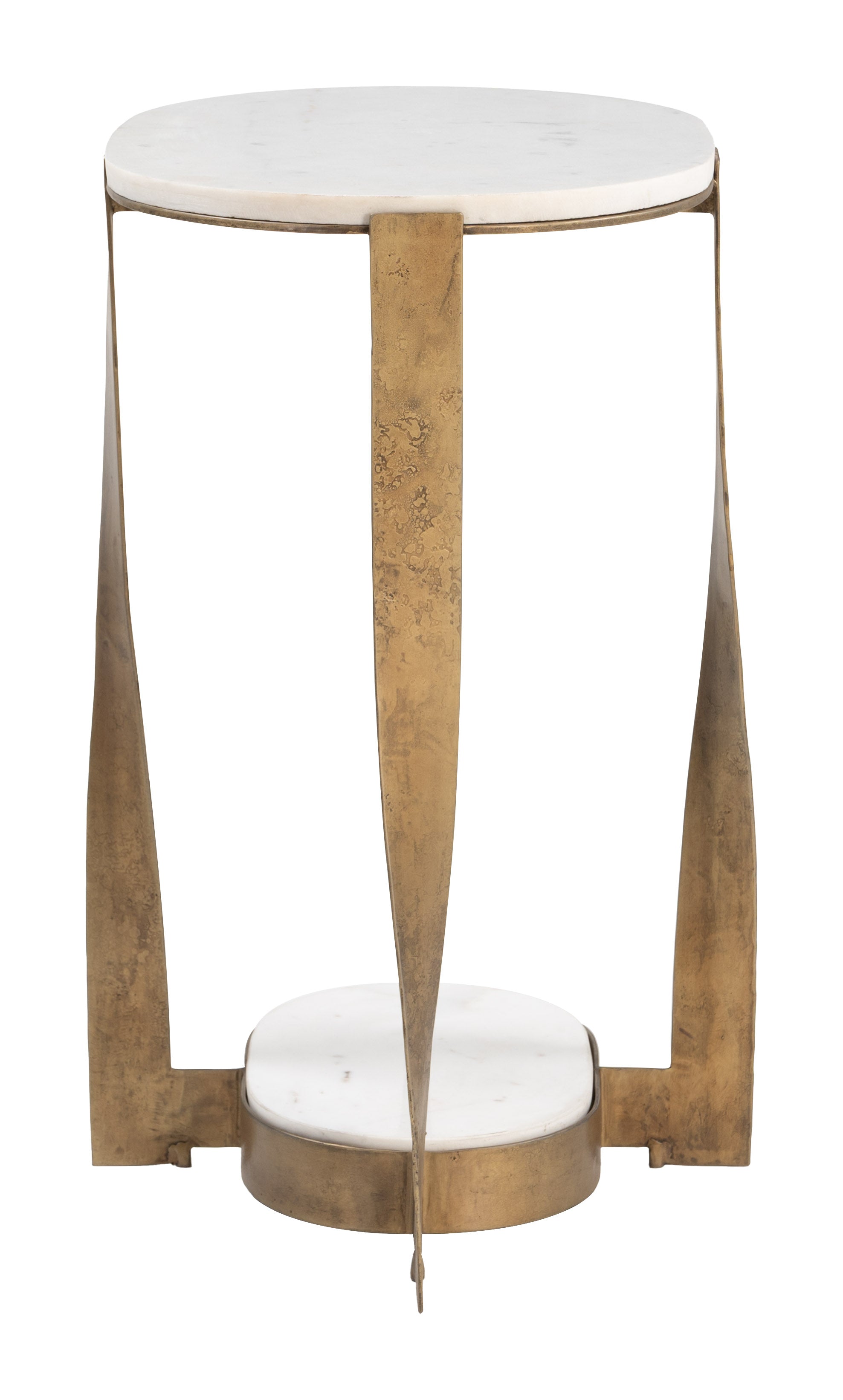 Orion Accent Table White & Brass