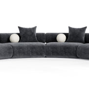 Simpson - Contemporary Dark Grey Fabric Curved Modular Sectional Sofa with Throw Pillows-4-Piece Sectional