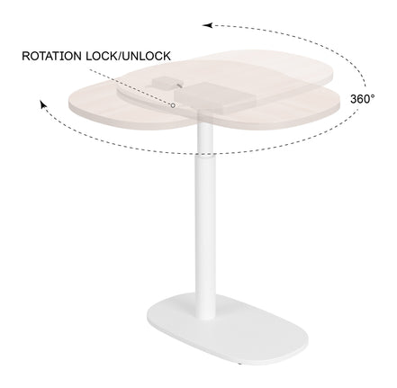 Buddy Adjustable Rotating Side Table Natural & White