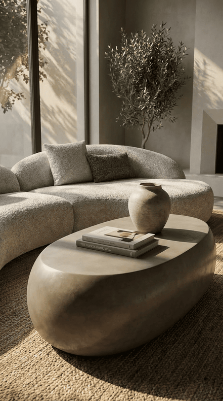 Denny - Modern Grey Concrete Large Oval Coffee Table - image 5