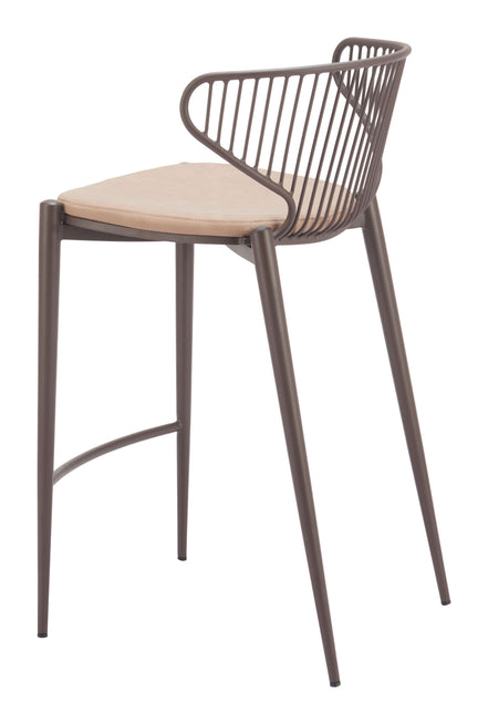 Silues Counter Stool (Set of 2) Taupe & Brown