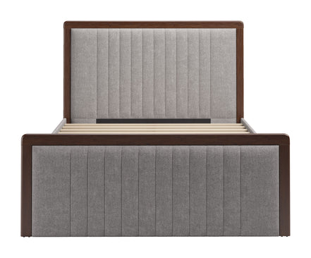 Somune Queen Bed Gray & Walnut