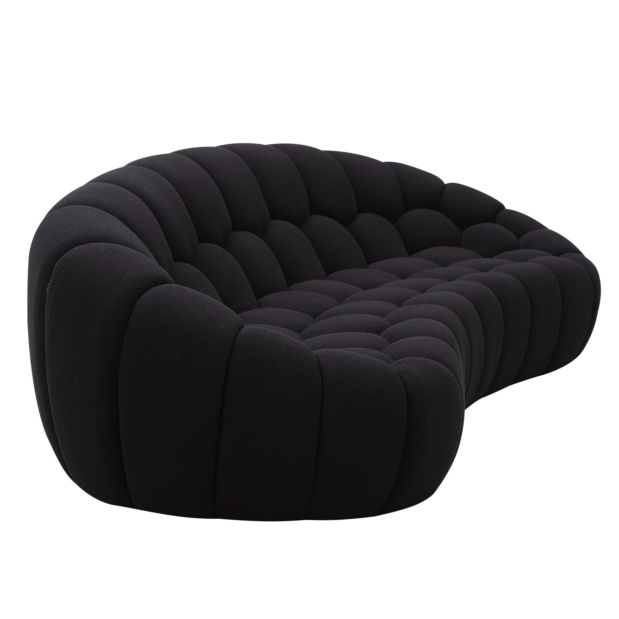 Yolonda - Modern Curved Black Fabric Sofa - image 2