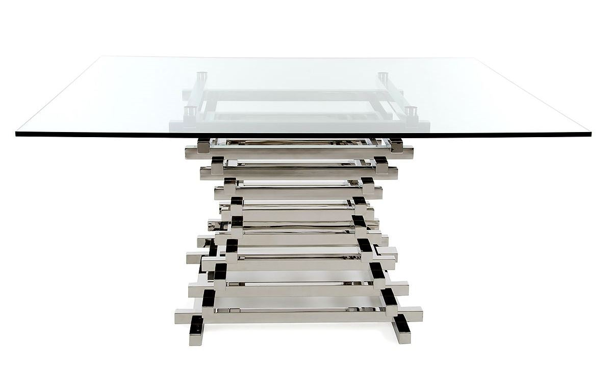 Crawford Modern Clear Glass Square Dining Table - image 4