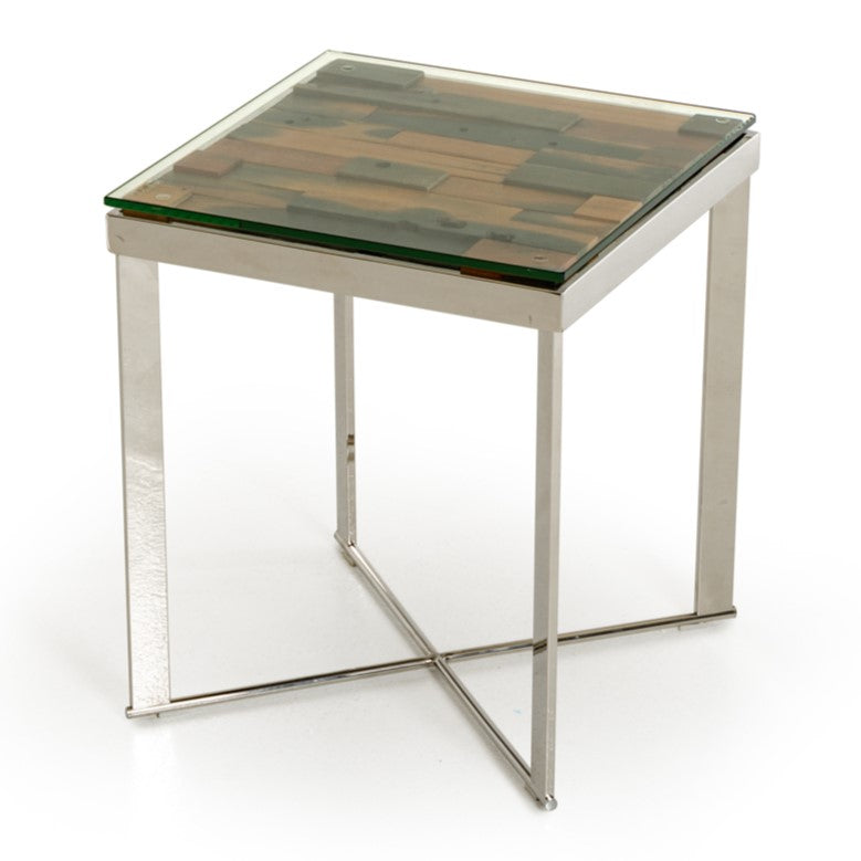 Santiago Modern Rectangular Wood Mosaic End Table - image 2