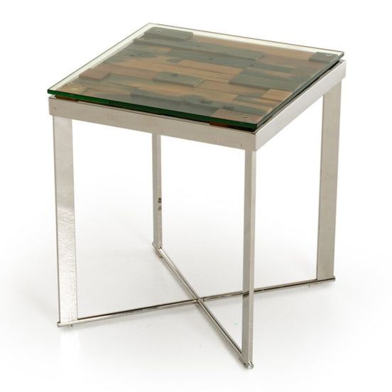 Santiago Modern Rectangular Wood Mosaic End Table - image 2