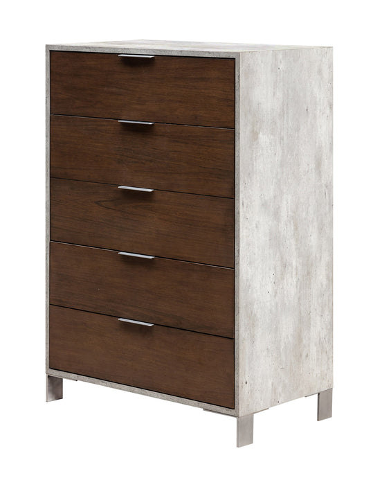 Conner Modern Dark Walnut & Faux Concrete Chest - image 2