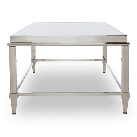 Agar Modern Glass & Stainless Steel Coffee Table - image 2