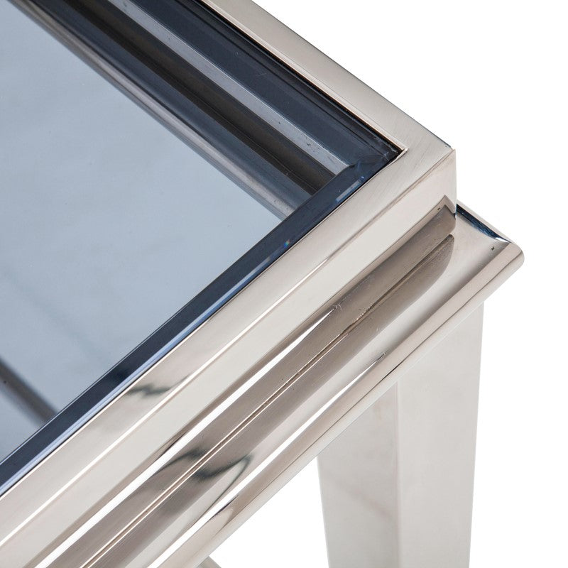 Agar Modern Glass & Stainless Steel Coffee Table - image 3