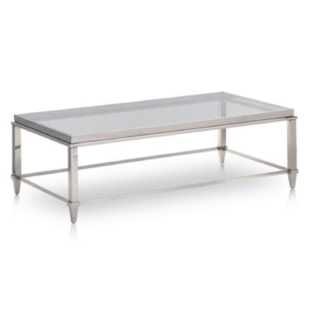 Agar Modern Glass & Stainless Steel Coffee Table