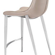 Magnus Counter Stool (Set of 2) Brown & Silver