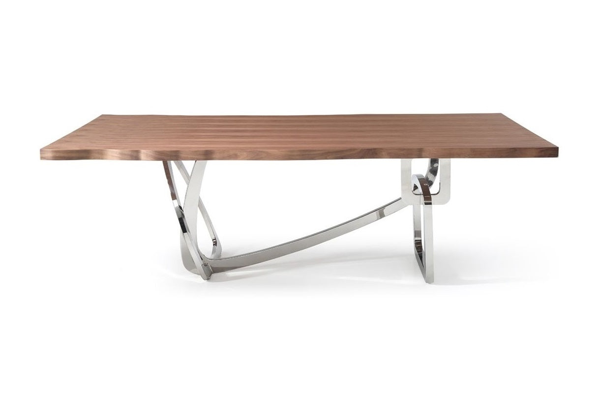 Addy Modern Walnut & Stainless Steel Dining Table - image 3