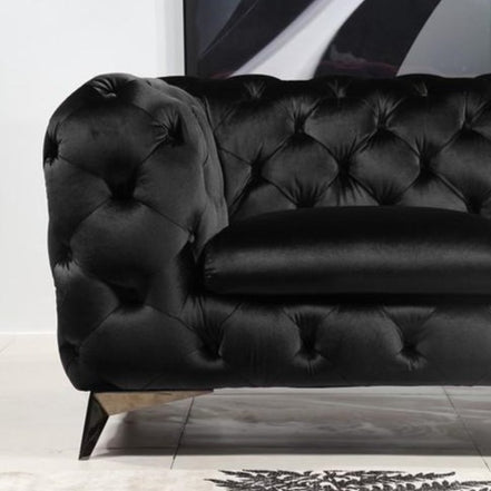 Delilah - Modern Black Fabric Loveseat - image 2