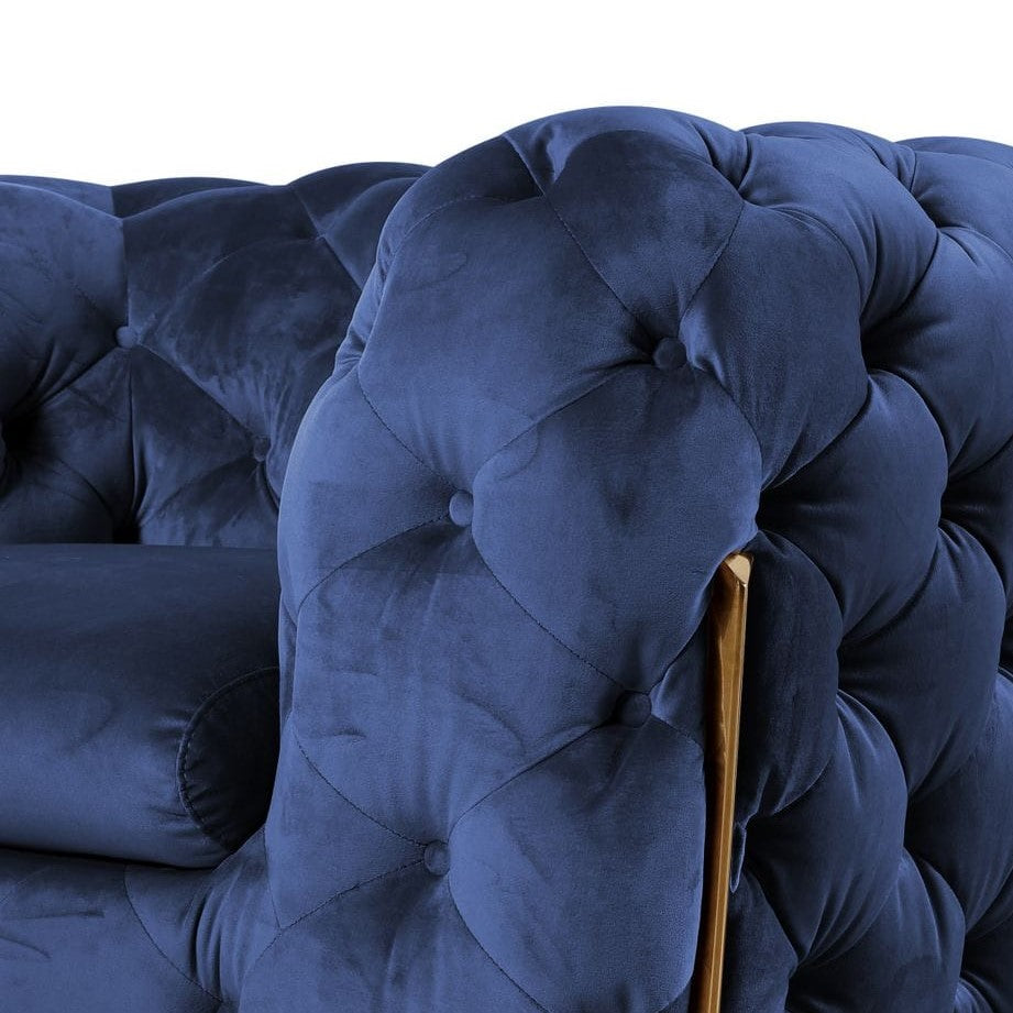 Sheila - Transitional Dark Blue Fabric Loveseat - image 2